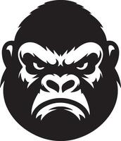 boos gorilla gehuil gezicht logo silhouet , zwart kleur silhouet 13 vector