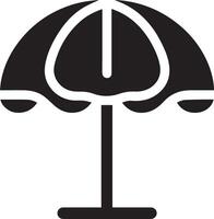 minimaal buitenshuis parasol icoon silhouet, wit achtergrond vector