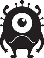 minimaal karton grappig monster tekening karakter, silhouet, zwart kleur silhouet 20 vector