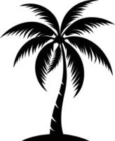 palmboom silhouet op witte achtergrond vector