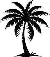 palmboom silhouet op witte achtergrond vector