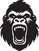 boos gorilla gehuil gezicht logo silhouet , zwart kleur silhouet 3 vector