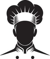 minimaal chef uniform en gezicht silhouet, silhouet, zwart kleur, wit achtergrond 4 vector