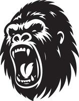 boos gorilla gehuil gezicht logo silhouet , zwart kleur silhouet 15 vector