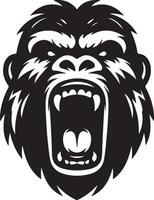 boos gorilla gehuil gezicht logo silhouet , zwart kleur silhouet vector