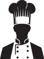 minimaal chef uniform en gezicht silhouet, silhouet, zwart kleur, wit achtergrond 8 vector