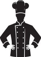 minimaal chef uniform en gezicht silhouet, silhouet, zwart kleur, wit achtergrond 5 vector