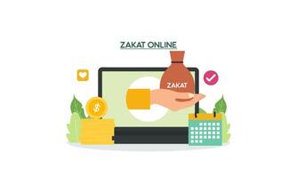 betalen zakat of online zakat toepassing voor Islamitisch Ramadan concept vector