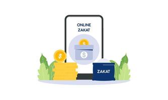 betalen zakat of online zakat toepassing voor Islamitisch Ramadan concept vector