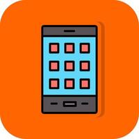 mobiel telefoon gevulde oranje achtergrond icoon vector