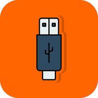 USB gevulde oranje achtergrond icoon vector