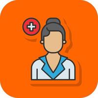 verpleegster gevulde oranje achtergrond icoon vector