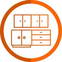 keuken kabinet lijn oranje cirkel icoon vector
