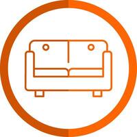 sofa bed lijn oranje cirkel icoon vector