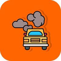 auto verontreiniging gevulde oranje achtergrond icoon vector