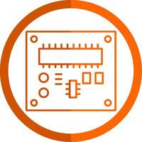 pcb bord lijn oranje cirkel icoon vector