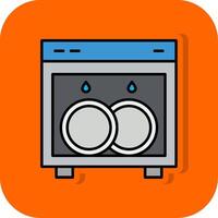 schotel het wassen gevulde oranje achtergrond icoon vector