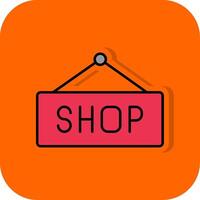 winkel teken gevulde oranje achtergrond icoon vector