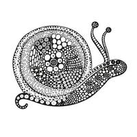 vectorillustratie van doodle zwart-witte slak. kleurplaat voor volwassenen vector