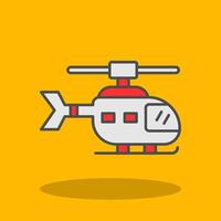 helikopter gevulde schaduw icoon vector