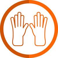 leer handschoenen lijn oranje cirkel icoon vector