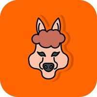 alpaca gevulde oranje achtergrond icoon vector