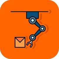 industrieel robot gevulde oranje achtergrond icoon vector