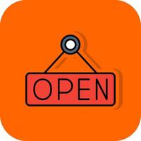 Open gevulde oranje achtergrond icoon vector