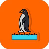 pinguïn gevulde oranje achtergrond icoon vector