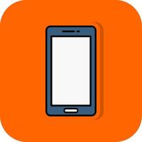 mobiel telefoon gevulde oranje achtergrond icoon vector