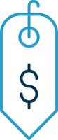 dollar teken lijn blauw twee kleur icoon vector