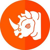 neushoorn glyph rood cirkel icoon vector