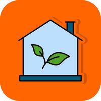 eco huis gevulde oranje achtergrond icoon vector