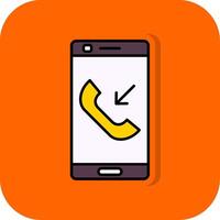 inkomend telefoontje gevulde oranje achtergrond icoon vector