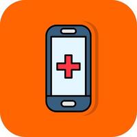Gezondheid gevulde oranje achtergrond icoon vector