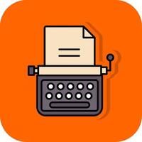 schrijfmachine gevulde oranje achtergrond icoon vector