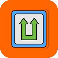 twee pijlen gevulde oranje achtergrond icoon vector