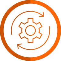 recycle lijn oranje cirkel icoon vector