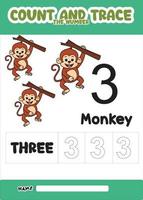 nummer trace en kleur aap nummer 3 vector