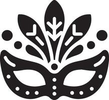 minimaal carnaval masker icoon silhouet, wit achtergrond, vullen met zwart vector