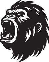 boos gorilla gehuil gezicht logo silhouet , zwart kleur silhouet 16 vector