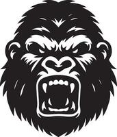 boos gorilla gehuil gezicht logo silhouet , zwart kleur silhouet 21 vector