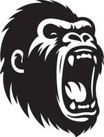 boos gorilla gehuil gezicht logo silhouet , zwart kleur silhouet 6 vector