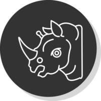 neushoorn lijn grijs cirkel icoon vector