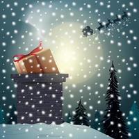 kerstillustratie, de kerstman levert geschenken