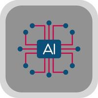 kunstmatig intelligentie- vlak ronde hoek icoon vector