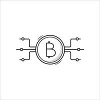 bitcoins. de teken van de cryptogeld. logo sjabloon. lijn icoon in tekening stijl. vector