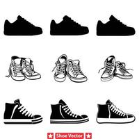 chique en modieus schoenen illustratie assortiment voor ontwerpers vector