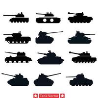 gepantserd macht verschillend tank silhouetten voor leger ontwerpen en projecten vector