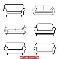 klassiek sofa silhouet verzameling tijdloos meubilair ontwerpen voor traditioneel interieur decor thema's vector